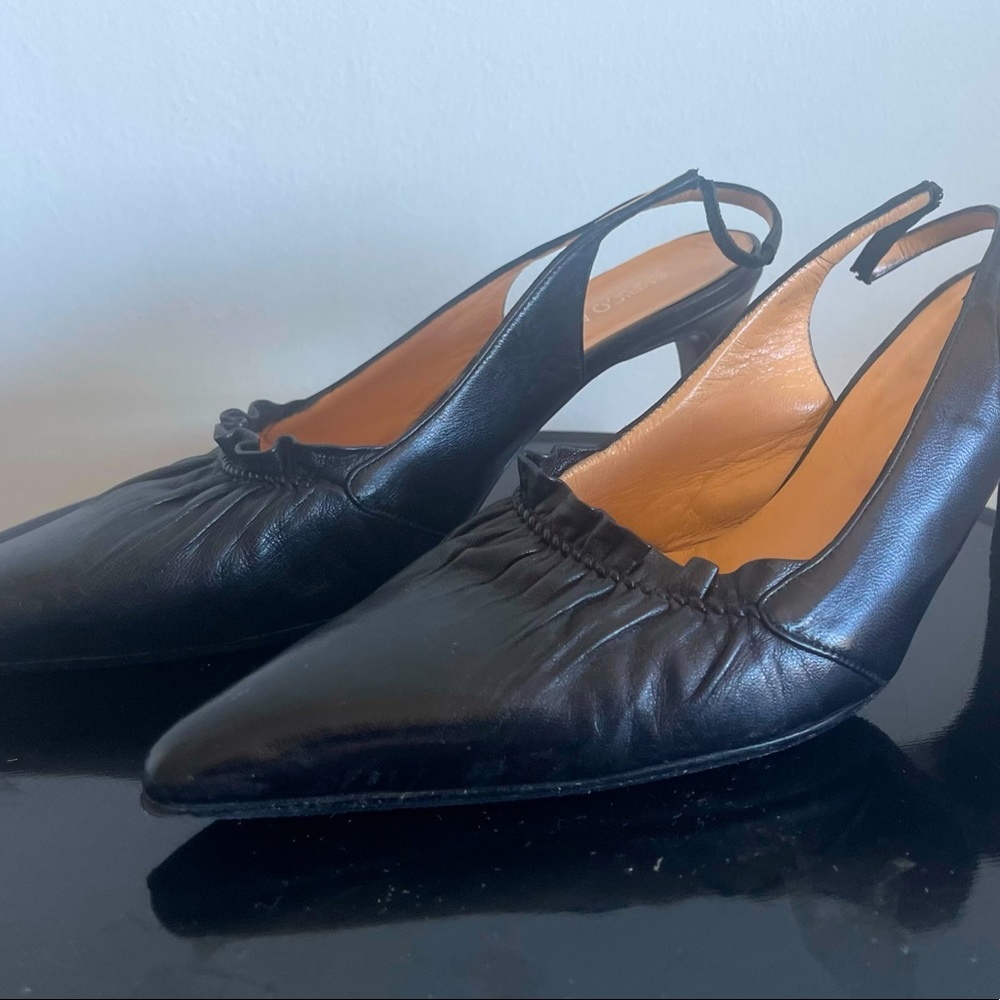 Stunning Black Italian Sling Back Heels